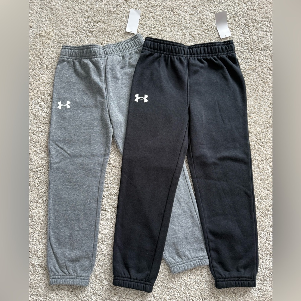 Under Armour Kids' Fleece Joggers in Black and Gray